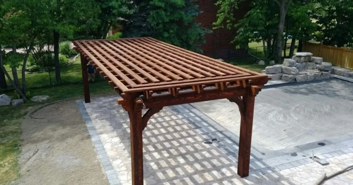 Custom open-top timber pergola over residential patio
